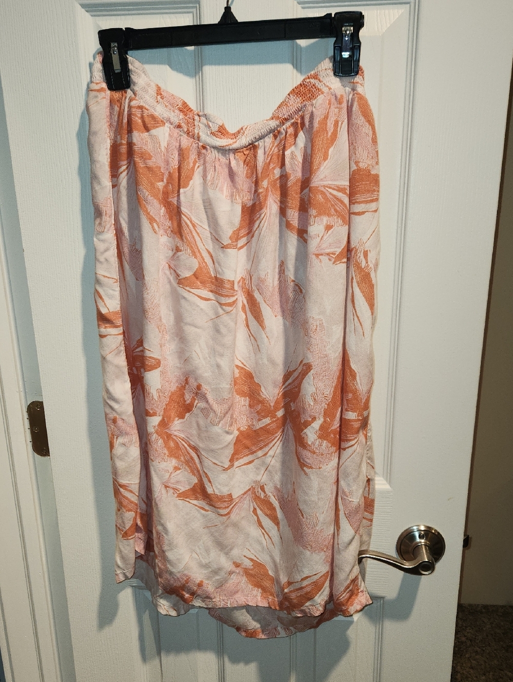 Roxy Peach and White Printed Midi Skirt